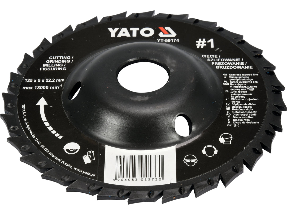 DISC CIRC.RASPEL DEPRESAT,125X22.2MM,NR2 YATO YT-59174