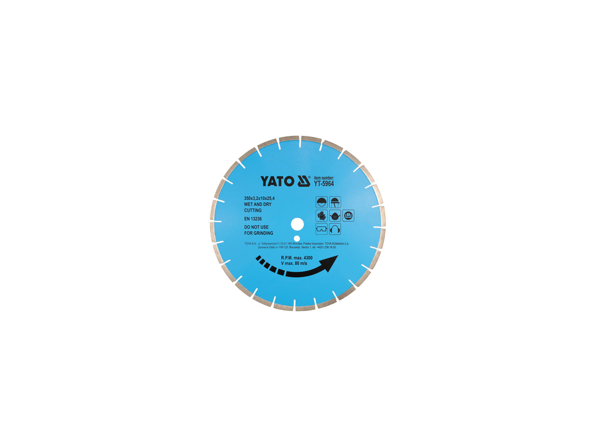DISC CU DIAMANT YATO YT-5964 PENTRU PIATRA 350X25,4 MM