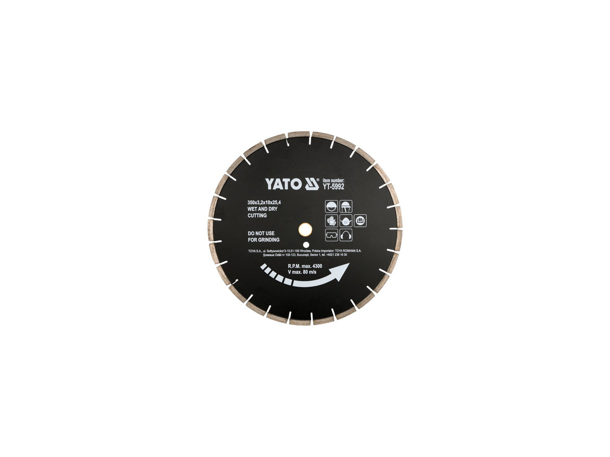 DISC CU DIAMANT YATO YT-5992 PENTRU ASFALT 350X25,4 MM