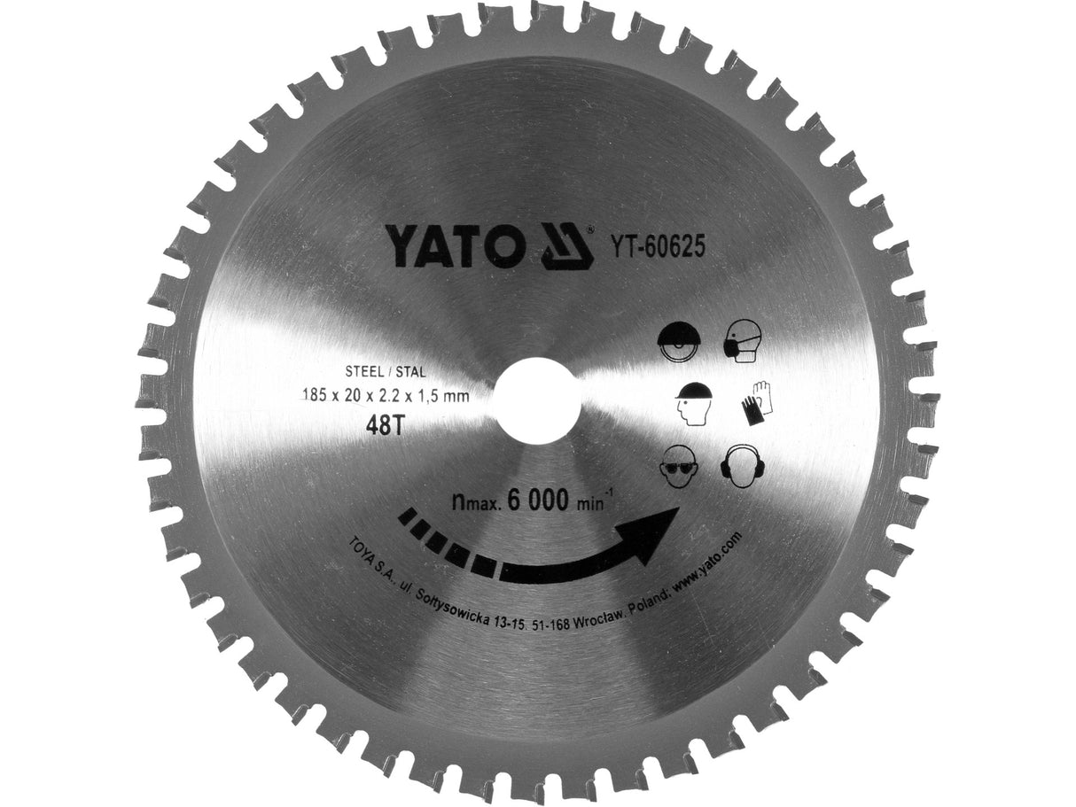 KÖRKÁRCSA VIDIA YATO YT-60625 FÉMHEZ 185/48T 20MM 