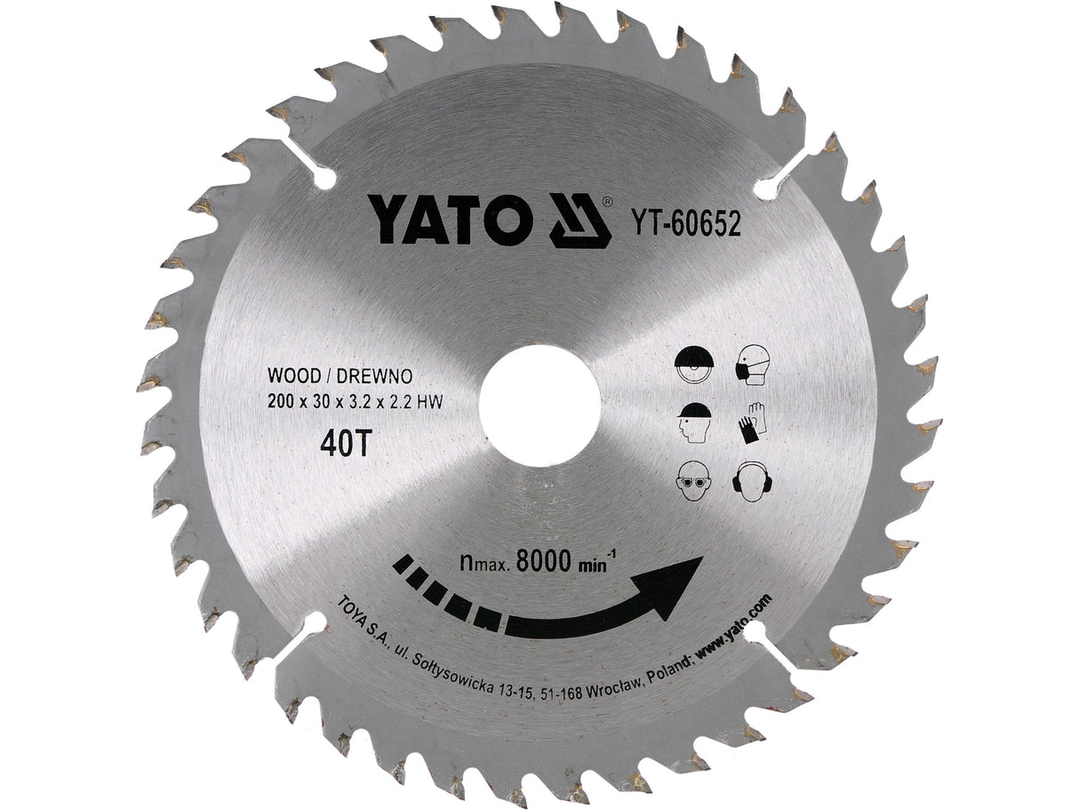 FA KÖR TÁRCSA, YATO YT-60652 210X30X3.2MM, 40 FOGÚ 