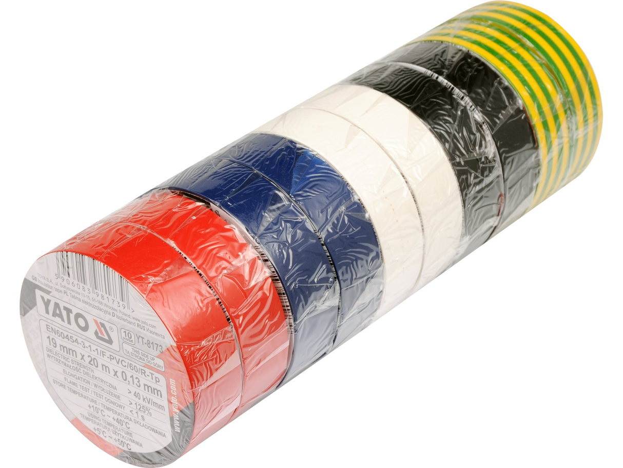10 darabos szigetelőszalag készlet YATO YT-8173 PVC 19MM X20M 